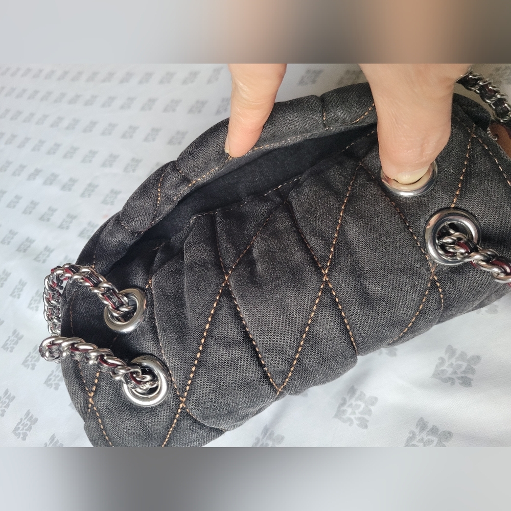 Coach Quilted Black Denim Tabby 20 Shoulder and Crossbody Bag - Picture 15 of 16